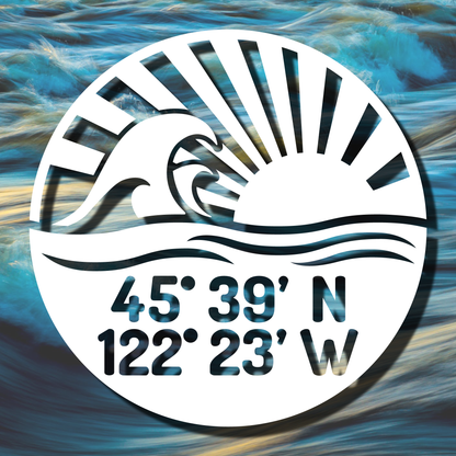 GPS Coordinates Sun And Waves Decal